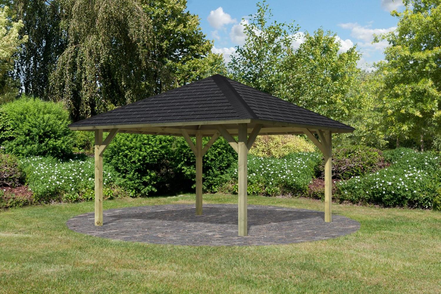 Pavillon-Set Holm 1 mit Rechteckschindeln schwarz, 359x359 cm CLASSIC kdi, Karibu Bild 1