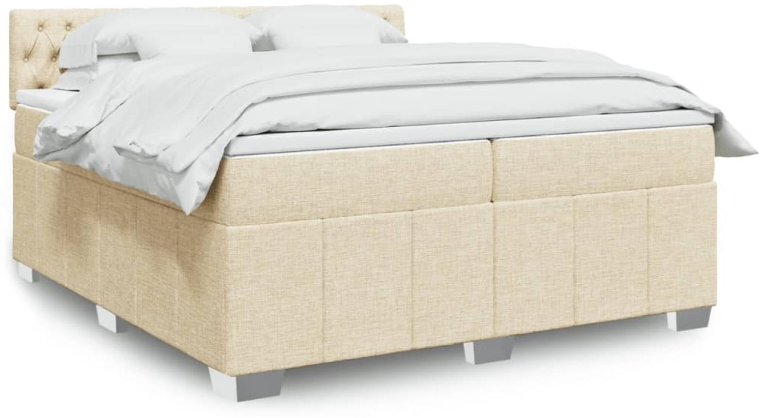 vidaXL Boxspringbett mit Matratze Creme 200x200 cm Stoff 3287187 Bild 1