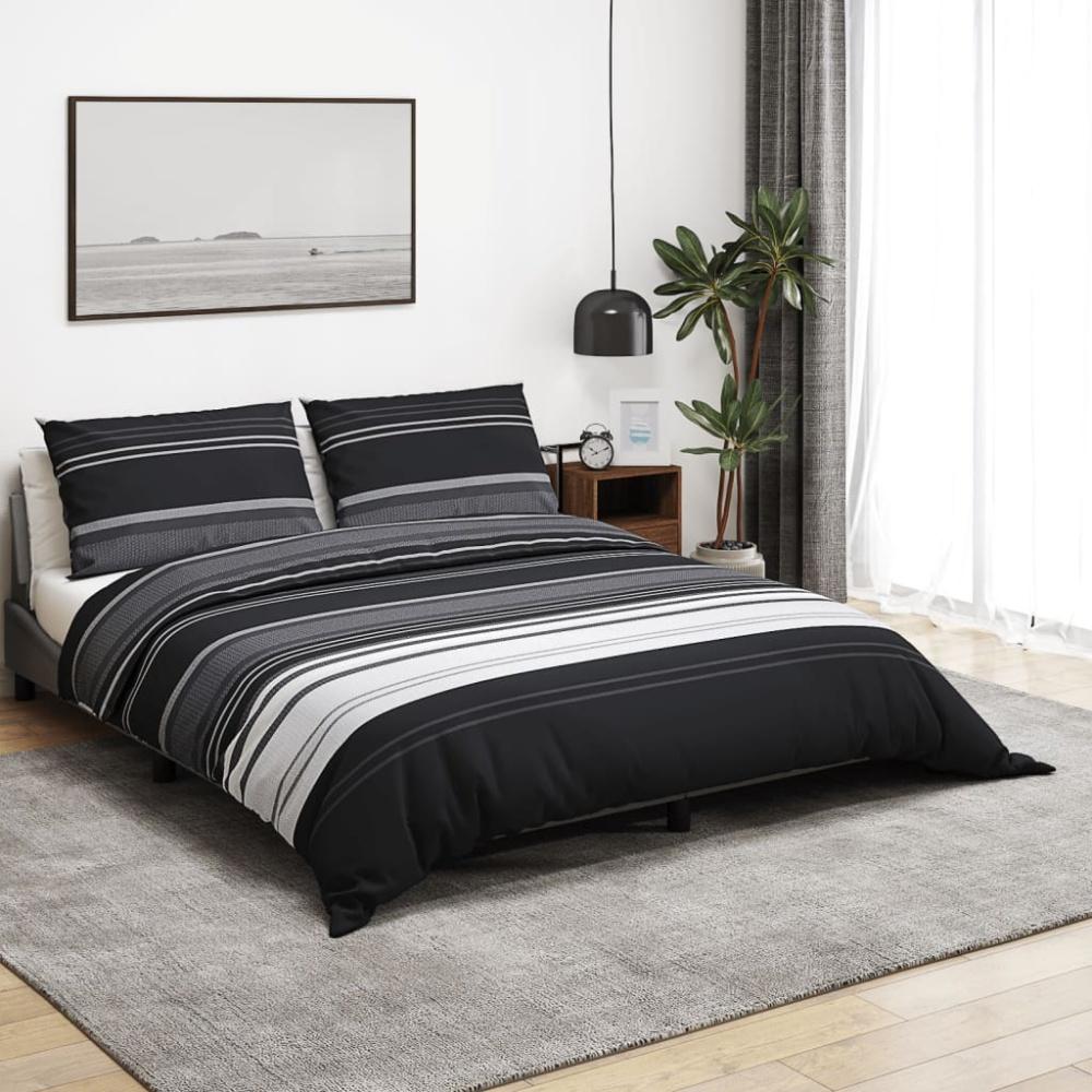 vidaXL Bettwäsche-Set Schwarz und Weiß 260x240 cm Baumwolle 136498 Bild 1