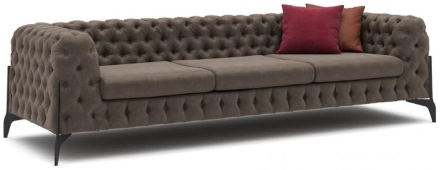 Casa Padrino Luxus Chesterfield Sofa Grau / Schwarz 269x91 x H. 62 cm Bild 1