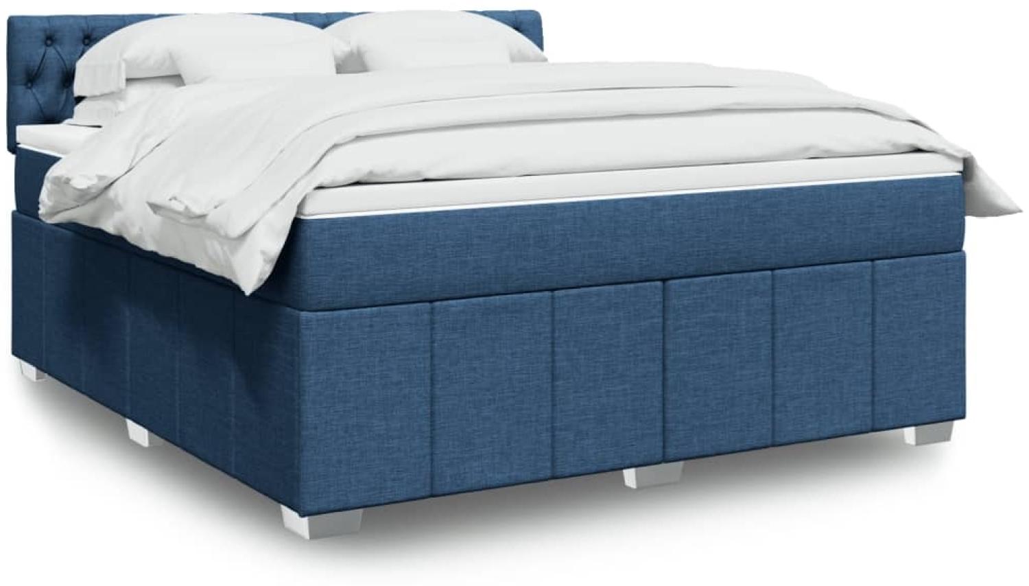 vidaXL Boxspringbett mit Matratze Blau 180x200 cm Stoff 3289460 Bild 1