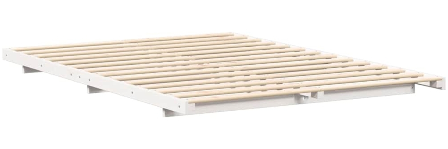 vidaXL Bodenbettgestell Weiß 140 x 220 cm Massivholz Kiefer 873131 Bild 1