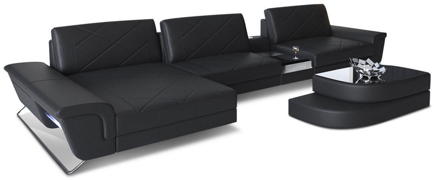 Sofa Dreams 'Bari L' Ecksofa, Schwarz, Ledermix, 89 x 197 x 369 cm89 x 197 x 369 cm, Links Bild 1