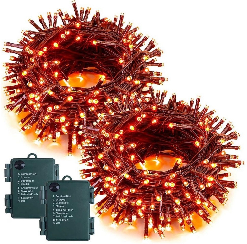 MUPOO LED-Lichterkette Halloween Lichterkette 5/10m,Weihnachtsdeko,Timer, Batteriebetrieben,50/100LEDs,mit 8 Beleuchtungsmodi,für Halloween Bild 1