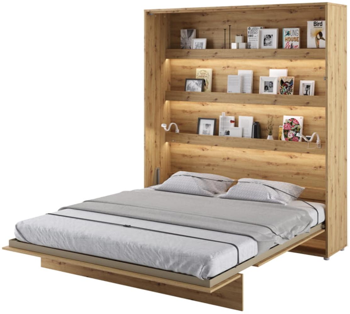 MEBLINI Schrankbett Bed Concept - BC-13 - 180x200cm Vertikal - Artisan Eiche - Wandbett mit Lattenrost - Klappbett mit Schrank - Wandklappbett - Murphy Bed - Bettschrank Bild 1