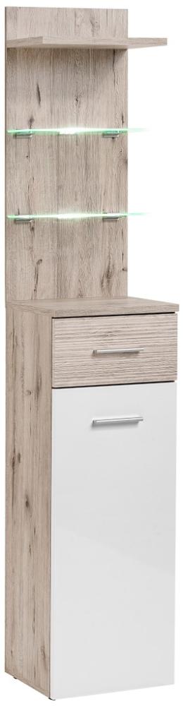 Diele Schrank Gustavo B+C in Eiche Wellington und Weiß 40 x 200 cm Bild 1