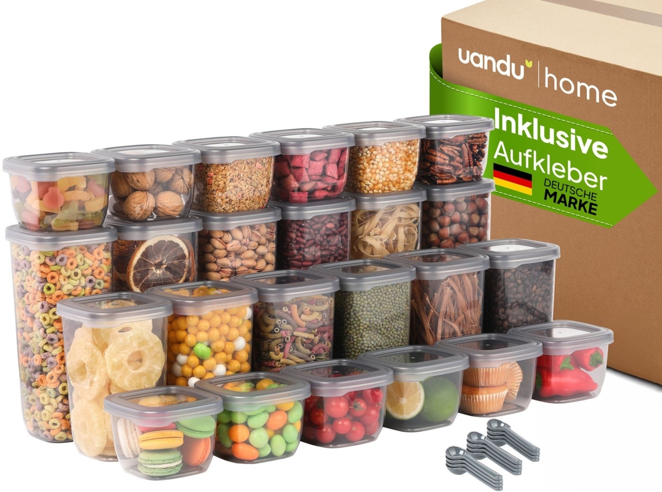 uandu home Vorratsdose Vorratsdosen mit Deckel Luftdicht, Vorratsbehälter Set, BPA Frei, (Vorratsbehälter Set, Aufbewahrungsbox Küche, BPA Frei Kunststoff, Luftdichte Aufbewahrungsbox) Bild 1