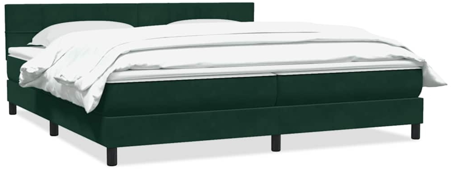 vidaXL Boxspringbett mit Matratze Dunkelgrün 180x210 cm Samt 3316224 Bild 1