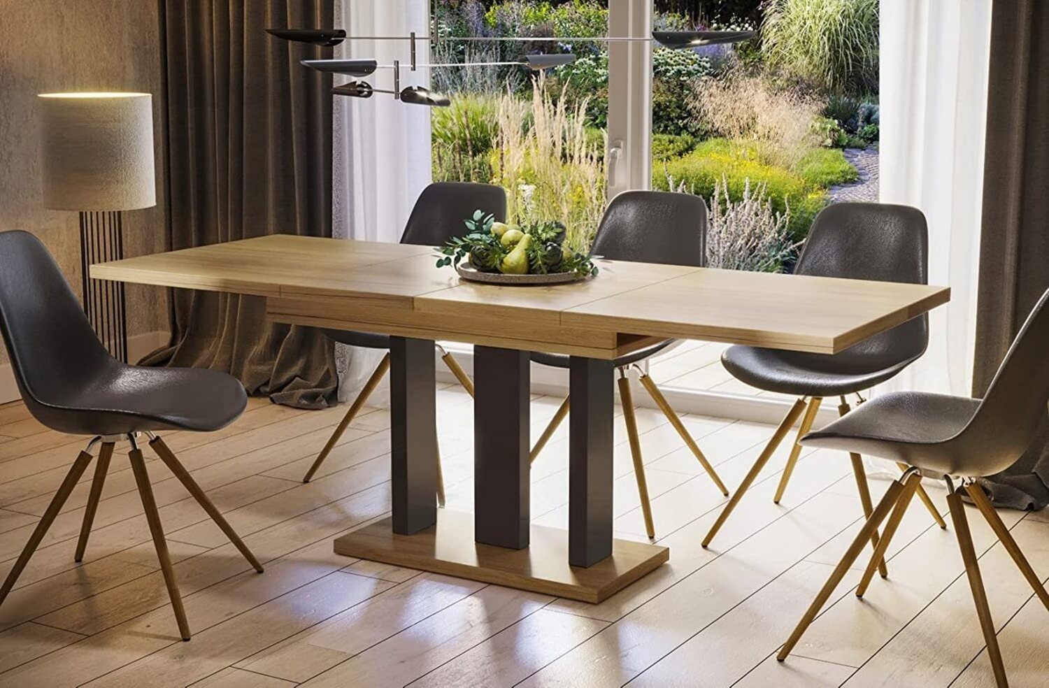 Endo-Moebel Esstisch Esstisch Appia ausziehbar 130 / 210cm Tischbeine Schwarz Matt Bild 1