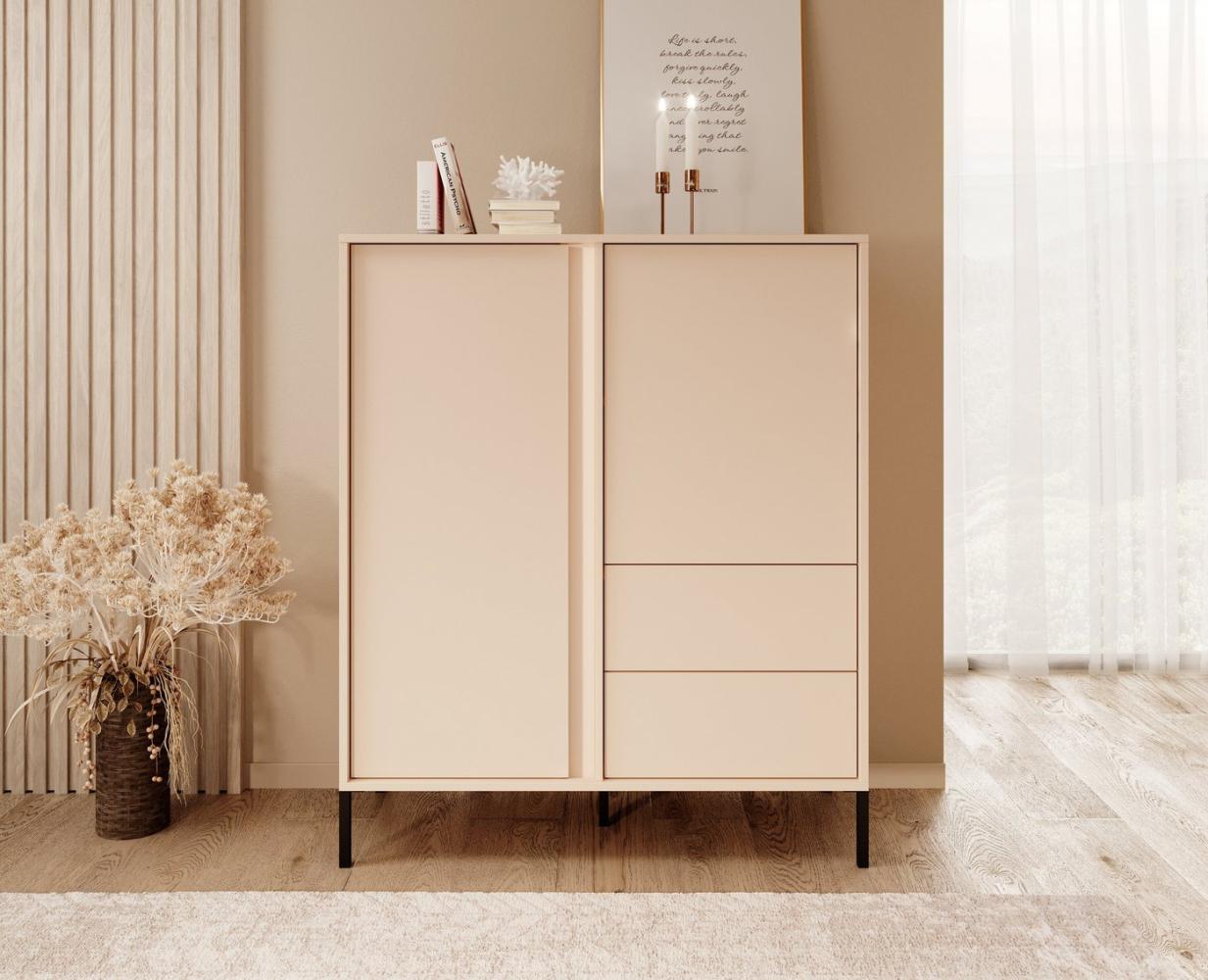 Furnix Highboard DASTI 2D2S Kommode mit schwarzen Metallfüßen Beige, B103,3 x H123,4 x T39,5 cm, Made in EU Bild 1