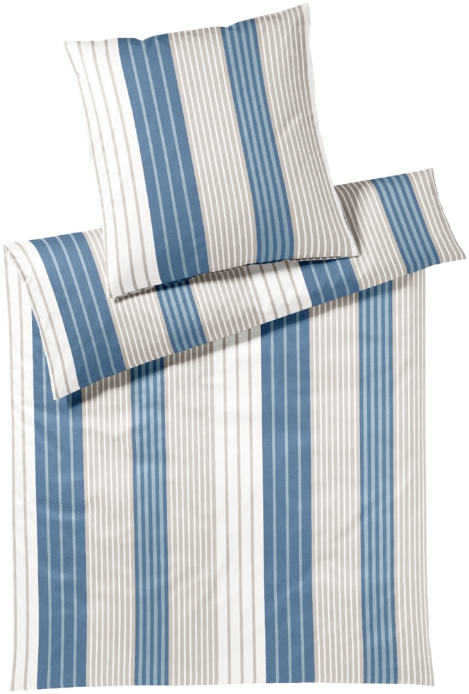 Elegante Interlock Jersey Bettwäsche Range 3604-2 Natur Blau 135x200 Bild 1