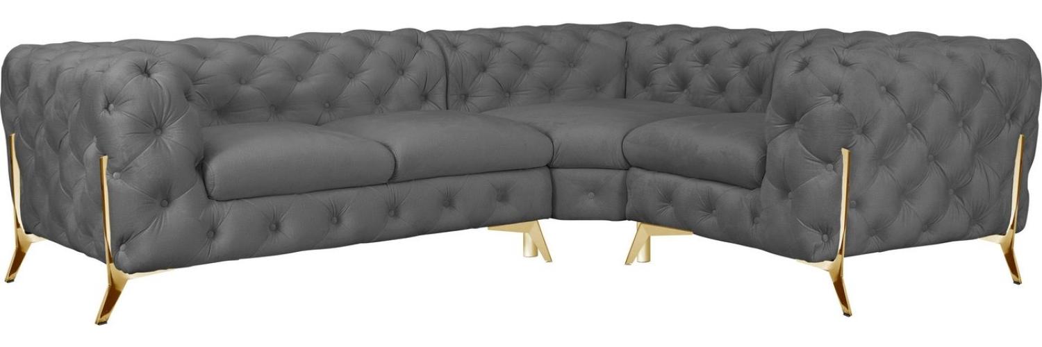 Leonique Chesterfield-Sofa Amaury L-Form, moderne Chersterfield-Optik, Breite 262 cm, Fußfarbe wählbar Bild 1