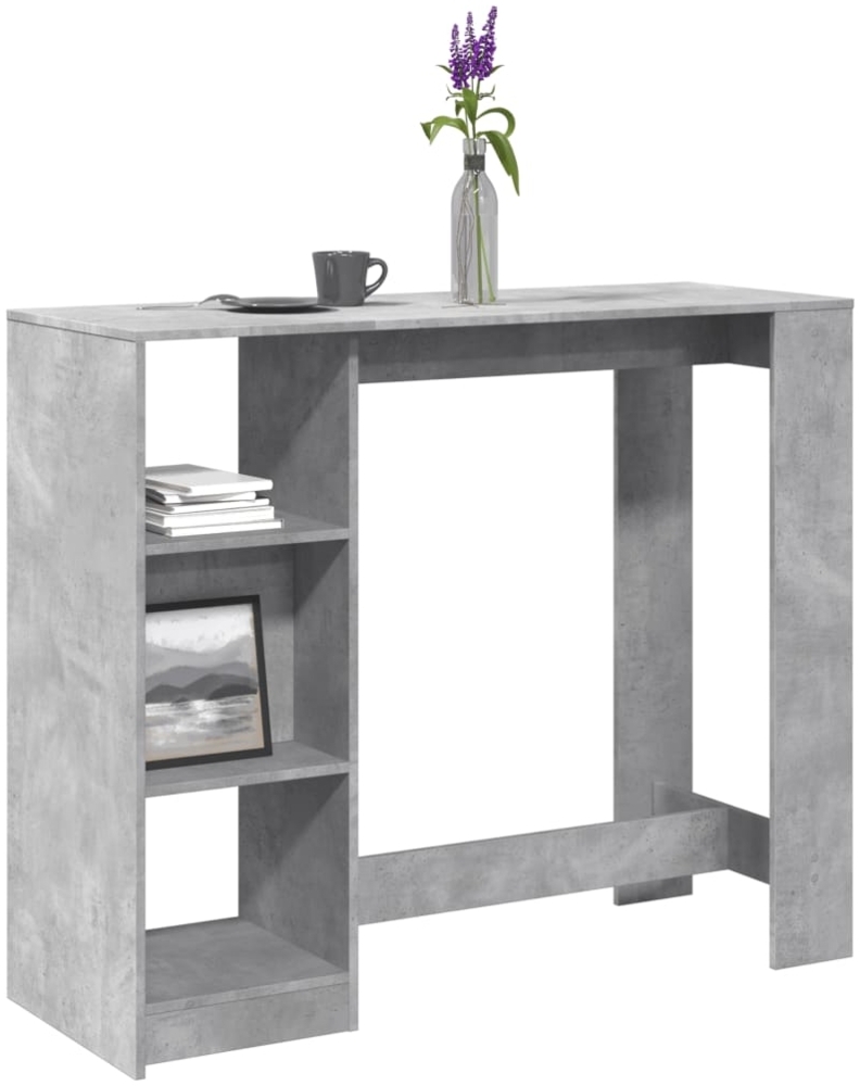 vidaXL Bartisch mit Regal Betongrau 124x46x103,5 cm Holzwerkstoff 854394 Bild 1