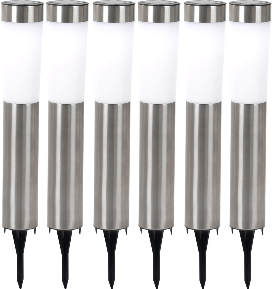 6er Set LED Solarleuchte, Edelstahl, Erdspieß, H 56 cm Bild 1