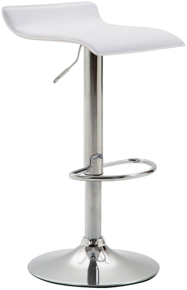 Barhocker DERID - Kunstleder Weiß 36 x 39 x 63 cm Silber | Barstuhl Höhenverstellbar Drehbar Tresenhocker Tresenstuhl Kneipenhocker Kneipenstuhl Bild 1
