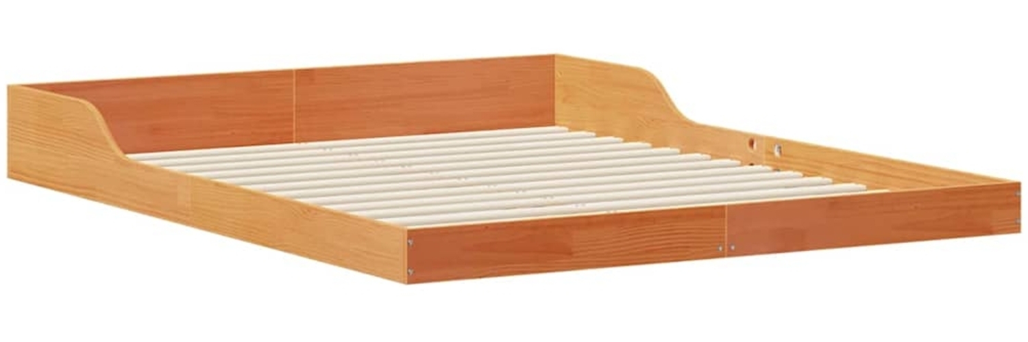 vidaXL Bettrahmen Wachsbraun 140 x 200 cm Massives Kiefernholz 873315 Bild 1