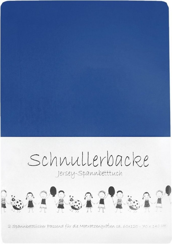 2er Set Baby Jersey Spannbetttuch Schnullerbacke 60/120 - 70/140 cm blau Bild 1