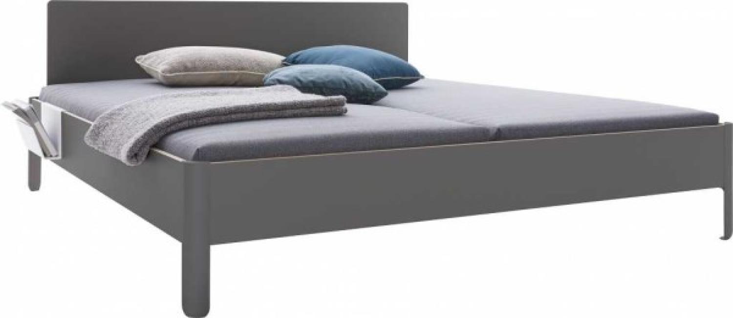 NAIT Doppelbett farbig lackiert Anthrazitgrau 200 x 200cm Mit Kopfteil Bild 1