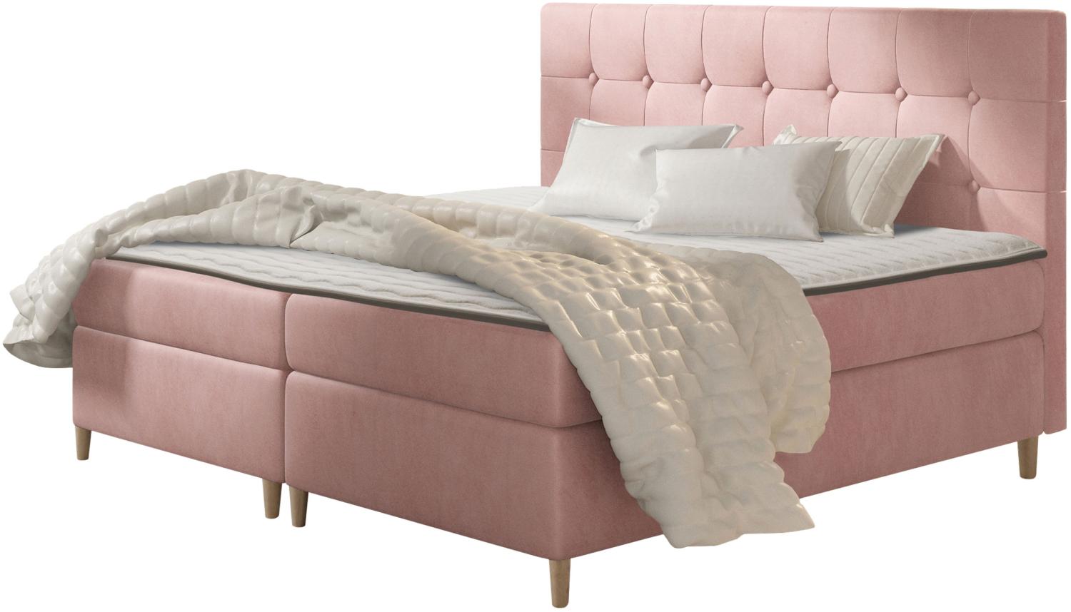 Boxspringbett Abenaki, rosa, 200 x 200 cm Bild 1