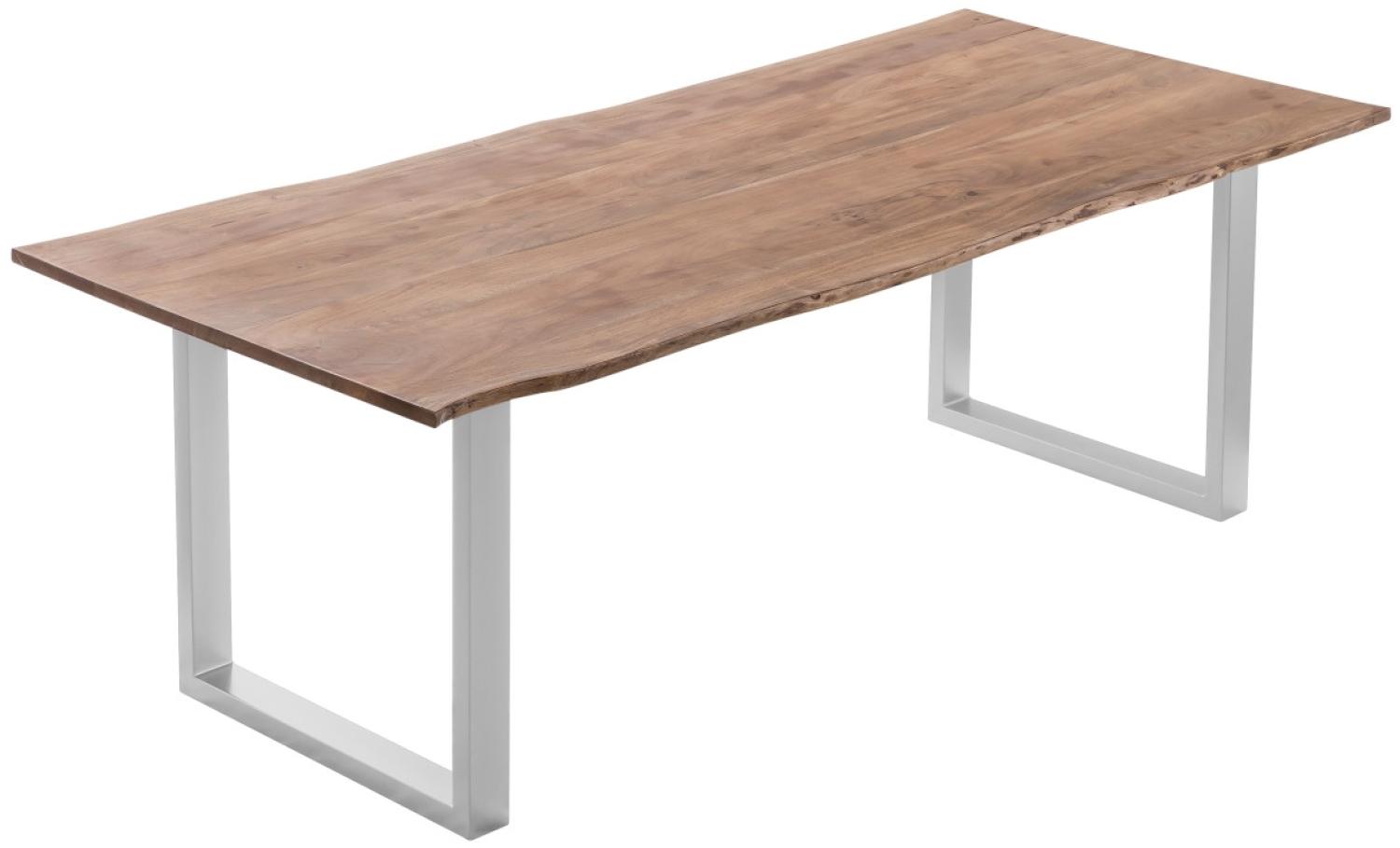 Esszimmer Tisch Industrial Baumtisch massive Akazie Kufengestell stone 200x100 silber Laurina 526229 Bild 1