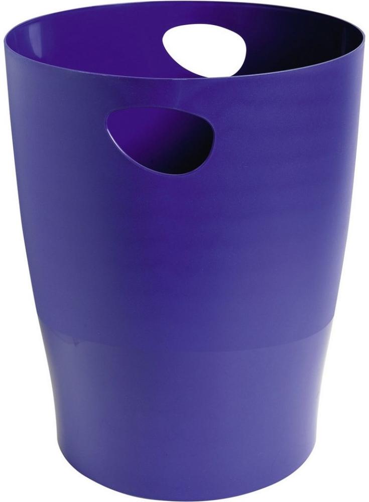 Exacompta 45303D ECOBIN Papierkorb BeeBlue aus Recycling-Kunststoff 15 Liter mit Griffen. Eleganter und robuster Papierkorb und Mülleimer im modernen Design Marineblau Blauer Engel Bild 1