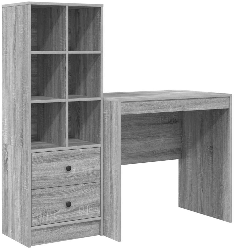 vidaXL Schreibtisch mit Stauraum 2 pcs Grau Sonoma Holzwerkstoff 3337358 Bild 1
