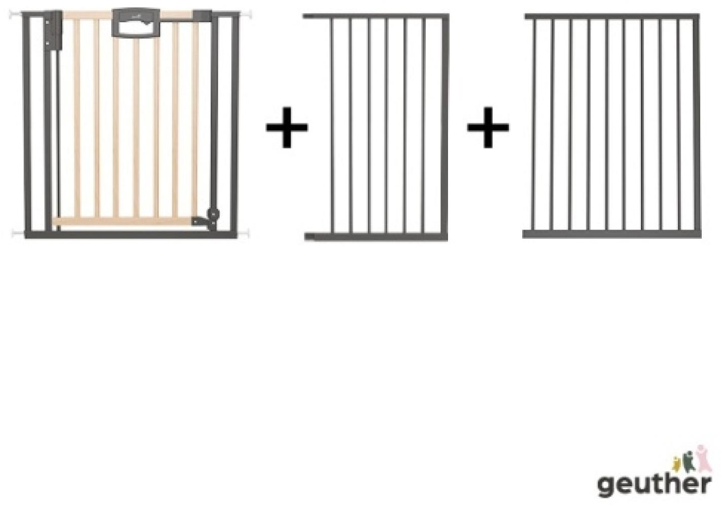 Geuther Türschutzgitter 'Easylock Plus' zum Klemmen für Öffnungen, Holz/ Metall, Natur/ Schwarz, 192,5 cm - 200,5 cm Bild 1