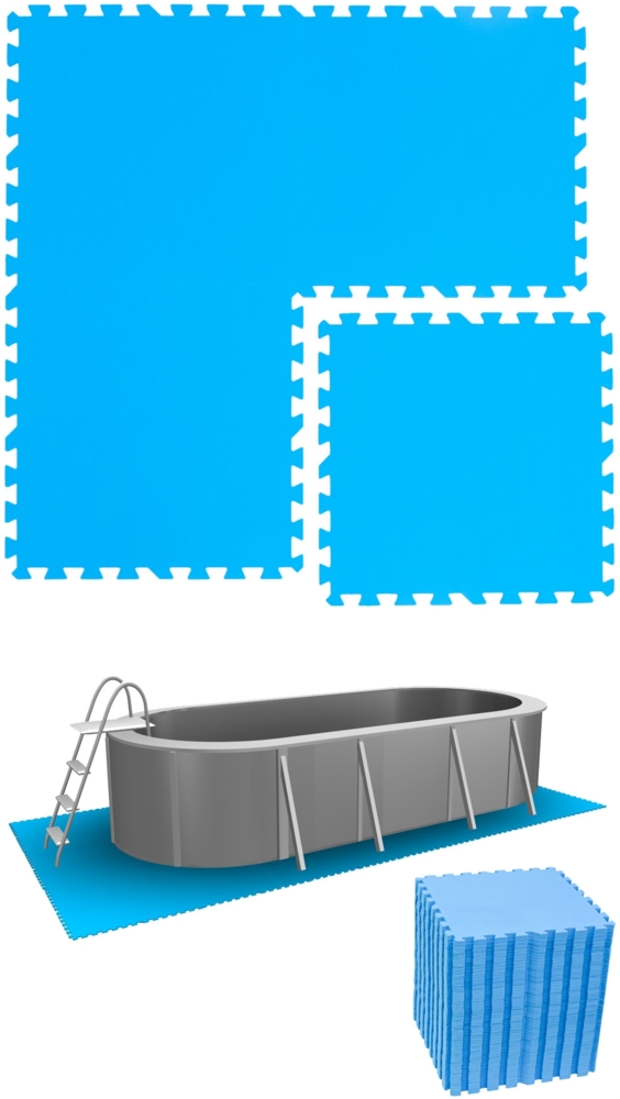 12,1m² Poolunterlage 52 Poolmatten 50x50cm in Blau Bild 1