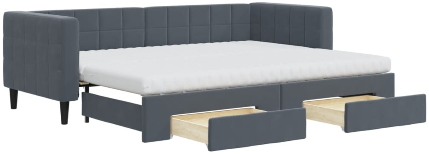 vidaXL Tagesbett Ausziehbar mit Schubladen Dunkelgrau 80x200 cm Samt 3196757 Bild 1