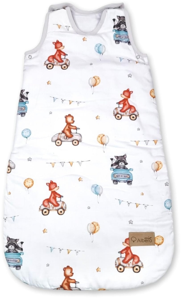 Albero Mio Schlafsack | Maße 77x35 cm | Ärmelloser Babyschlafsack | Babyschlafsack | 100% Baumwolle | Schlafsack für Jungen und Mädchen | Cars Bild 1