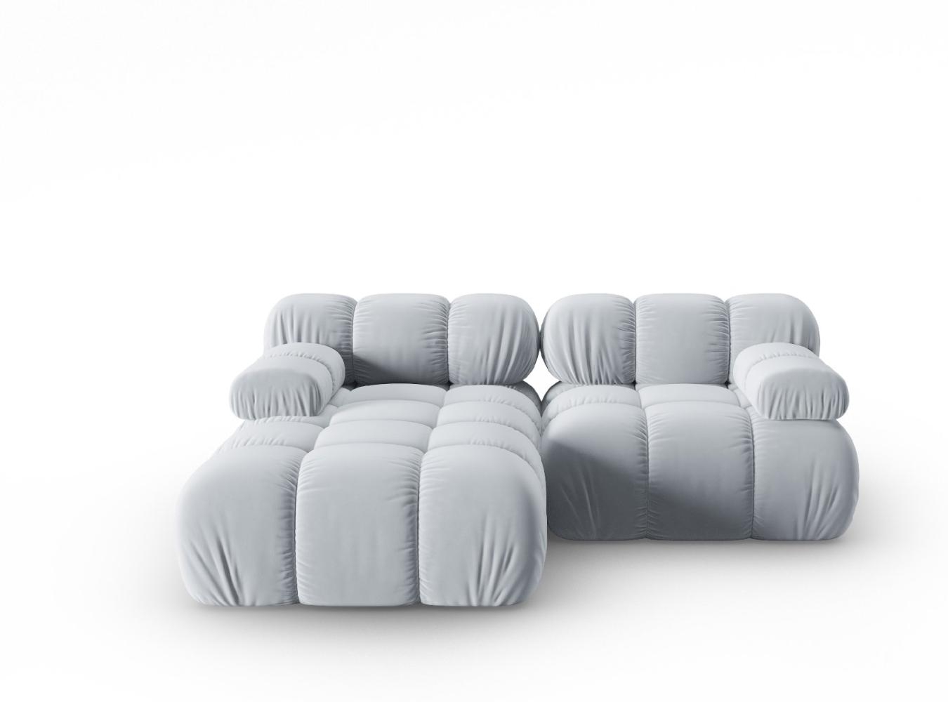 Micadoni Modulares Ecksofa Bellis 3-Sitzer Links Samtstoff Hellblau Bild 1