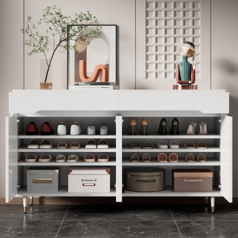 REDOM Schuhschrank Schuhorganizer moderner Flurmöbel (Schuhregal, 1-St, mit zwei Türen, zwei Schubladen, verstellbaren Regalen) Platz für 18–24 Paar Schuhe Bild 1