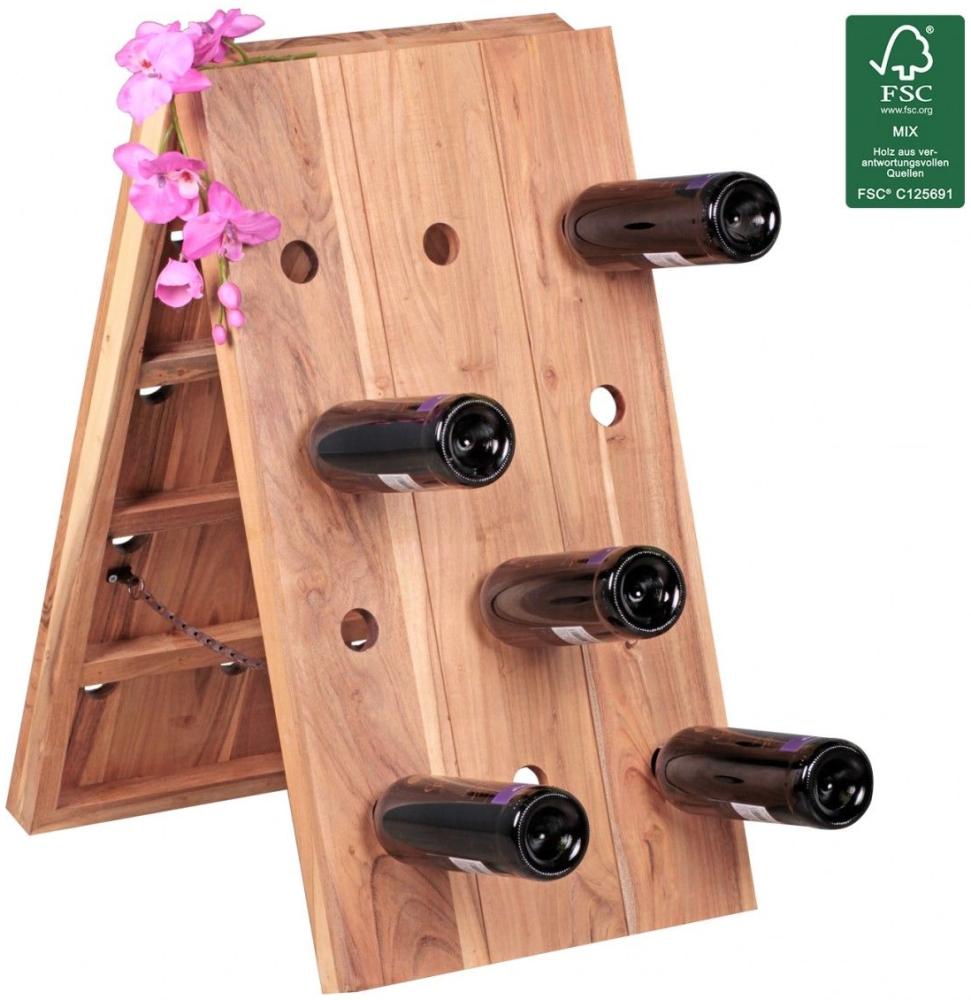 Weinregal Flaschenregal 72 cm für 24 Flaschen Massiv-Holz Akazie Bild 1