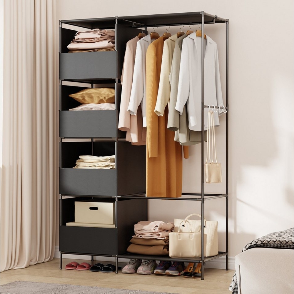 MULISOFT Kleiderständer offener Kleiderschrank mit Kleiderstangen, (1 St), Garderobenständer aus Metall und Vliesstoff für Schlafzimmer Bild 1