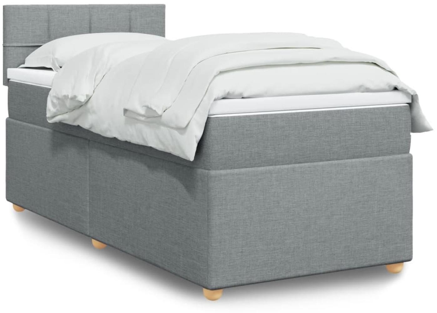 vidaXL Boxspringbett mit Matratze Hellgrau 80x200 cm Stoff 3288807 Bild 1