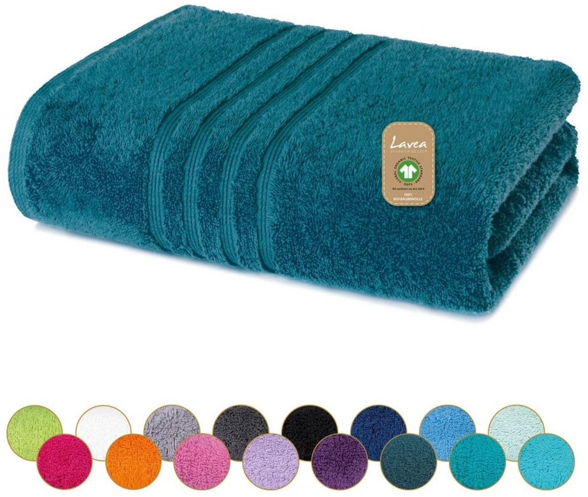 Lavea Badetuch Bali Duschtuch 100x150 cm Duschtuch 70x140 cm, Weiches Bio-Baumwollfrottee (1-St), pflegeleicht, GOTS-zertifiziert, extra saugstark mit 500g/m² Bild 1