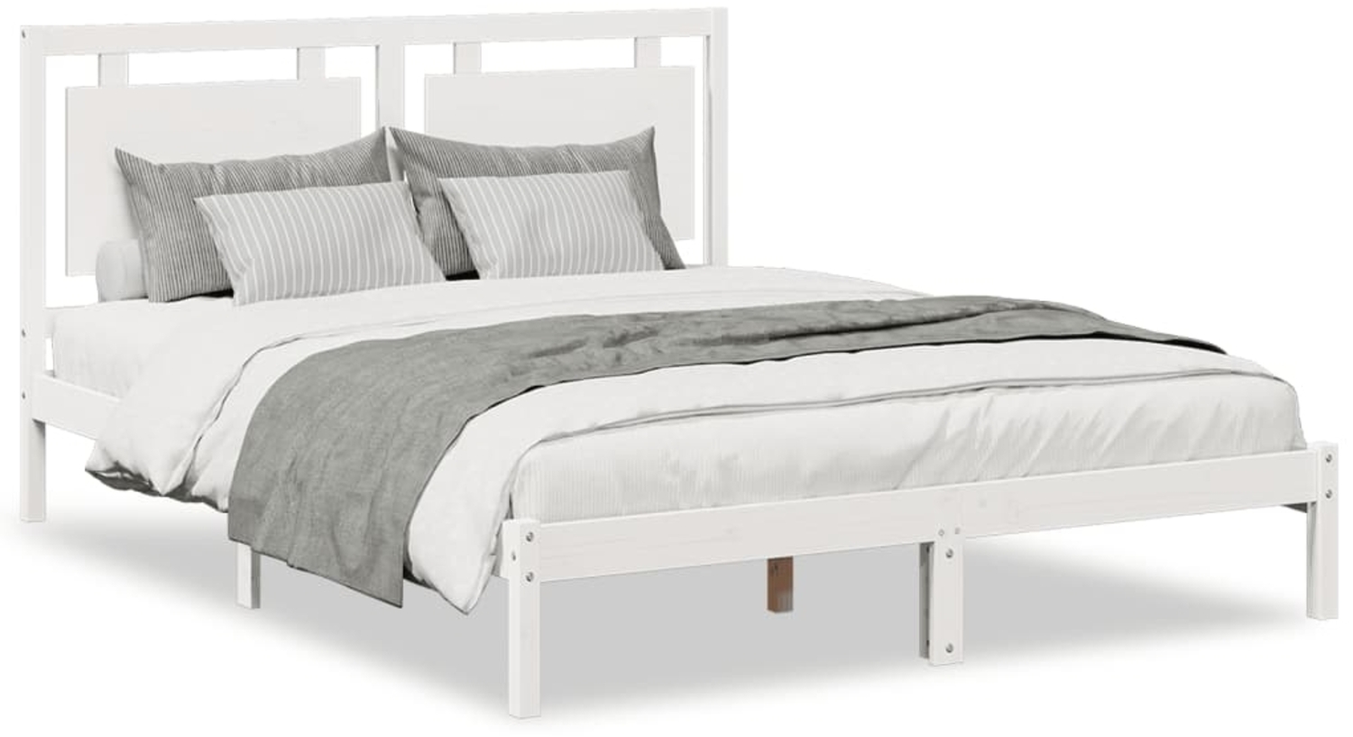 vidaXL Massivholzbett Extra Lang ohne Matratze Weiß 140x220 cm 3309202 Bild 1