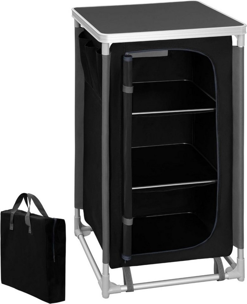 Woltu Campingtisch, Campingküche mit 3 Fächern Seitentaschen, Tragetasche, aus Aluminium Bild 1
