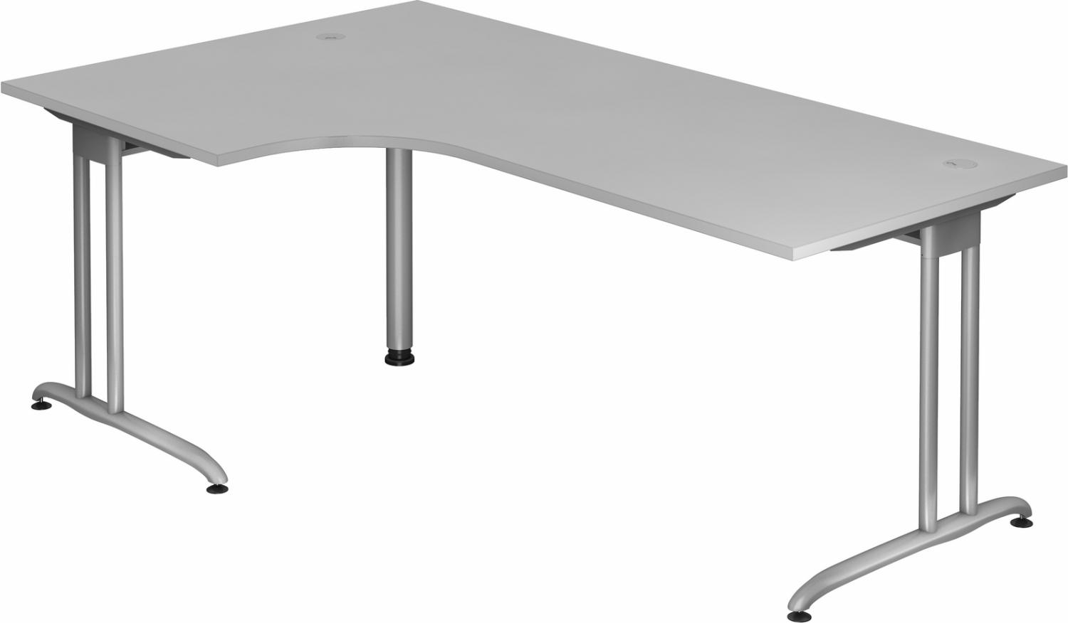 bümö Eckschreibtisch groß, Serie 200x120 cm, Tischplatte aus Holz in grau, Gestell aus Metall - Schreibtisch L Form, großer Tisch für's Büro, Computertisch, Bürotisch, BS-82-5 Bild 1