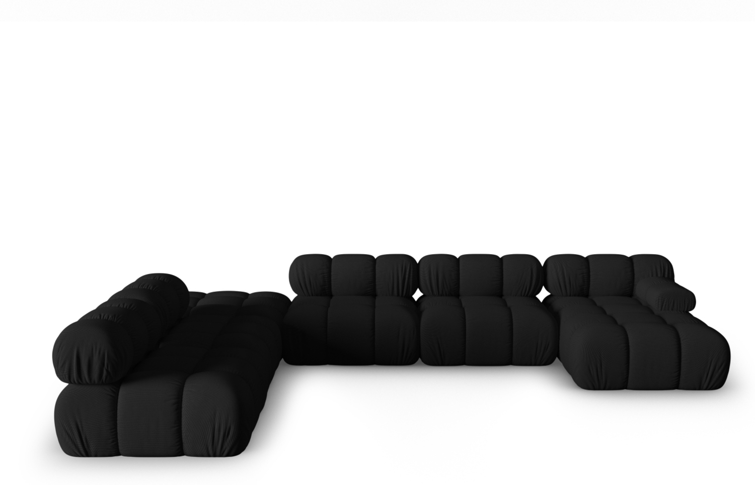 Micadoni Modulares Panorama Ecksofa Bellis 7-Sitzer Links 3D-Stoff Schwarz Bild 1