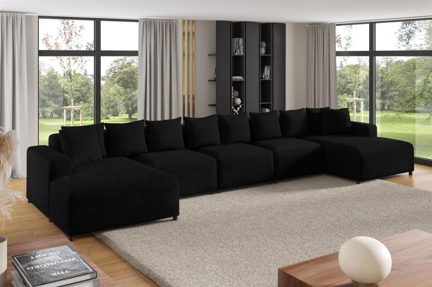 Wohnlandschaft Sofa U-Form Designersofa MEGAN XL in Stoff Poso Schwarz Bild 1