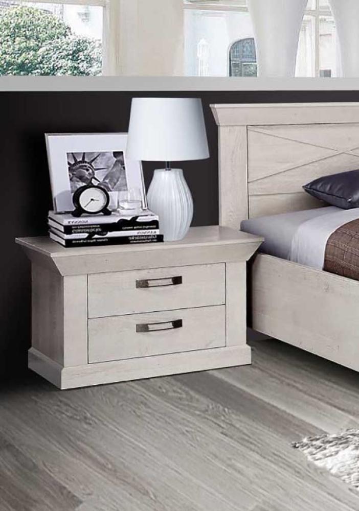 2er Set Nachttisch "Kashmir" Nachtkonsole 67cm pinie weiß Landhaus-Stil Bild 1