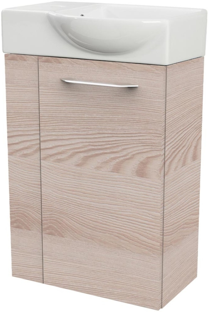 Fackelmann SBC B. CLEVER Gäste WC Set 2-teilig 45 cm, Braun hell, rechts, Keramik Hahnloch links Bild 1
