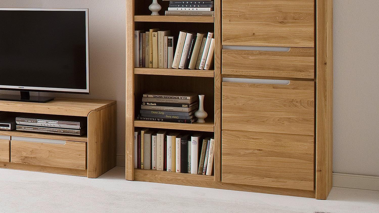 Wohnwand 1 FLORENZ in Wildeiche bianco massiv Softclose Bild 1