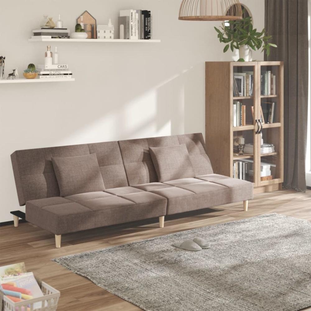 vidaXL Schlafsofa 2-Sitzer mit 2 Kissen Taupe Stoff 375798 Bild 1
