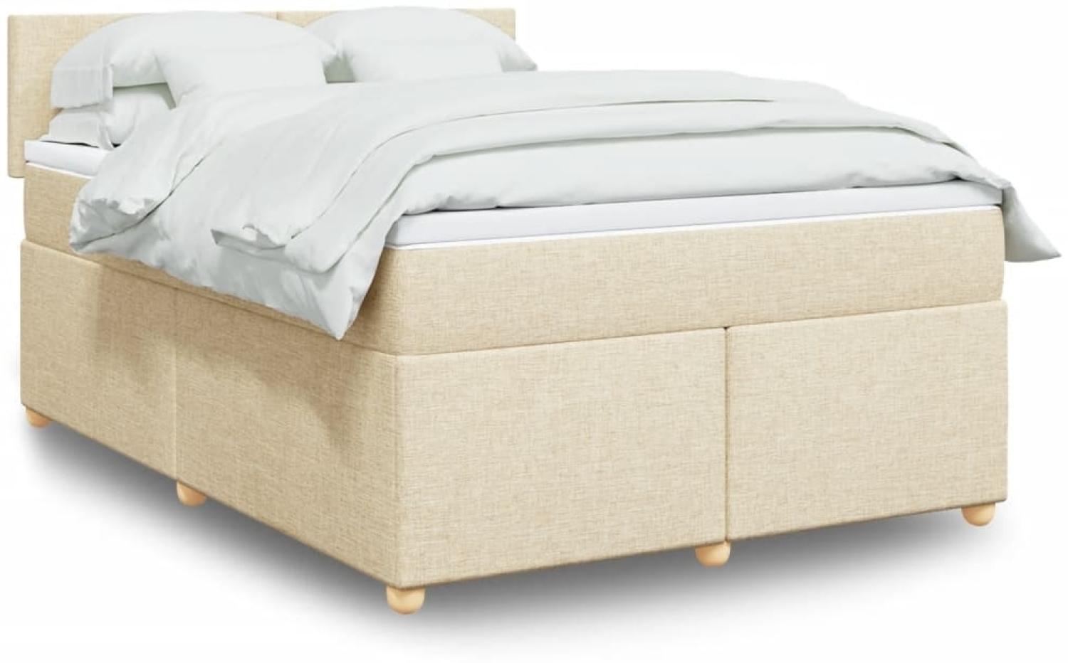 vidaXL Boxspringbett mit Matratze Creme 140x200 cm Stoff 3289001 Bild 1