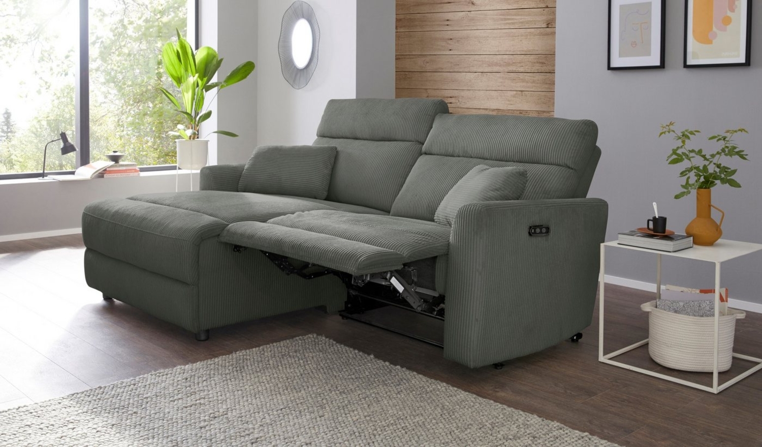 OTTO home Ecksofa JENNA, L-Form, 209cm, manuelle u. elektrische Funktion, mit USB A/C, Liegefunktion 105°-150°, Federkern, Cord. Unser Tiefpreis Bild 1