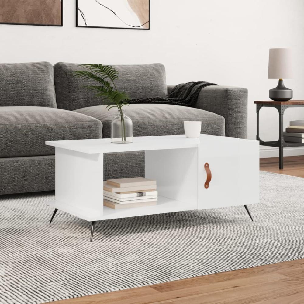 vidaXL Couchtisch Hochglanz-Weiß 90x50x40 cm Holzwerkstoff 829462 Bild 1