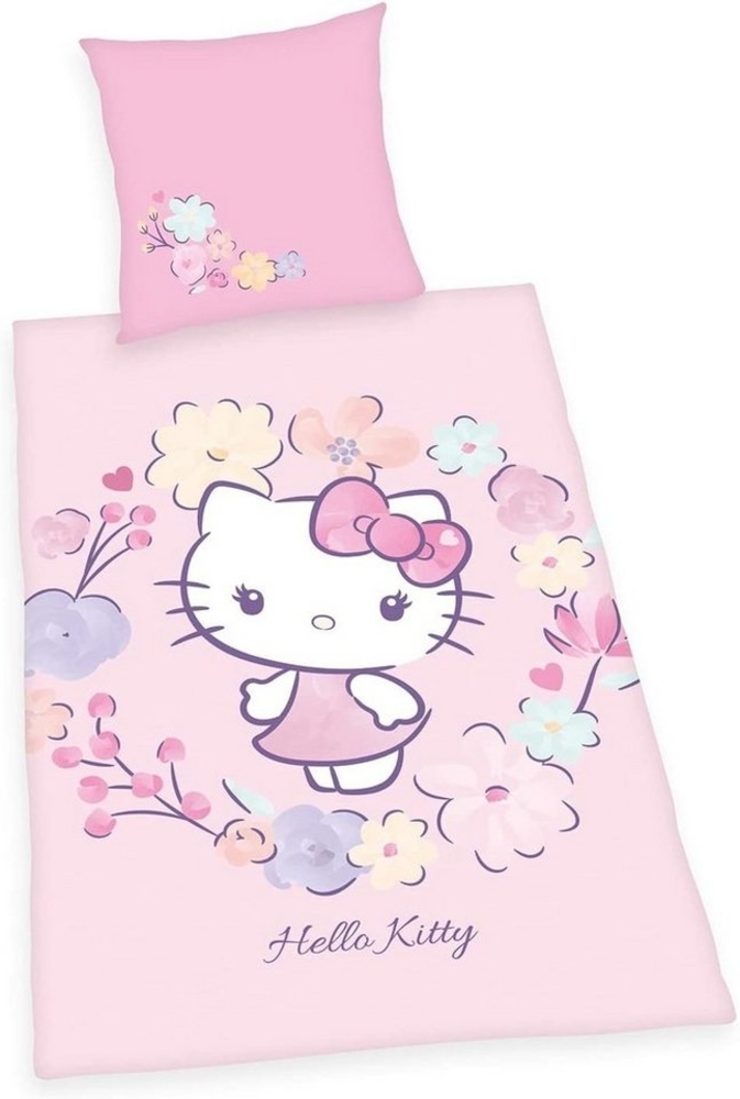 Herding Kinderbettwäsche Hello Kitty Biber Bettwäsche Flanell 80 x 80 cm / 135 x 200 cm Bild 1