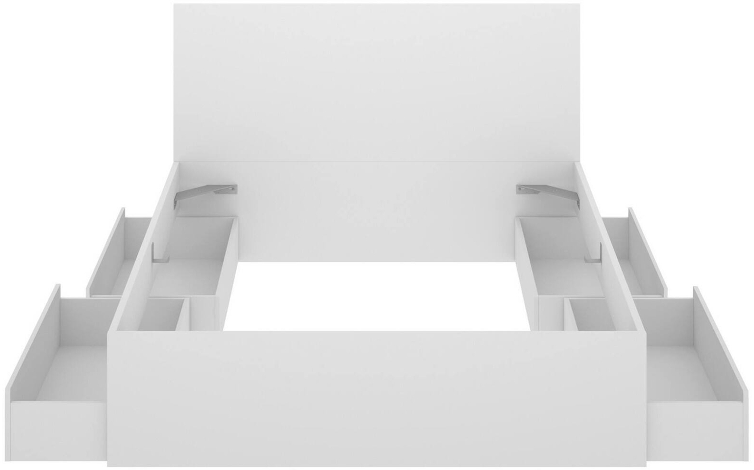 Dmora Doppelbett Usman, Struktur des Container-Betts, Sommier mit Verkleidung, Matratzenhalterstruktur, 269x205 h100 cm, Weiß Bild 1